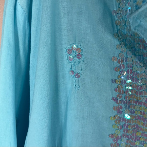Lotus Traders Blue Sequin Hand Made Tunic Size 3X - Picture 4 of 11